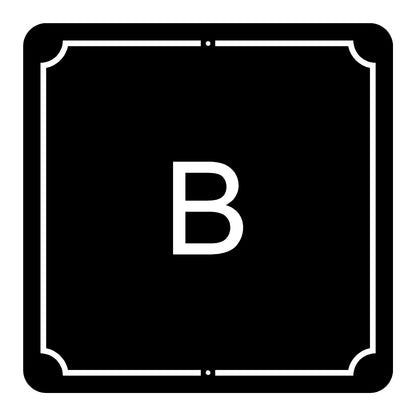 Black square with a white 'B' in the center